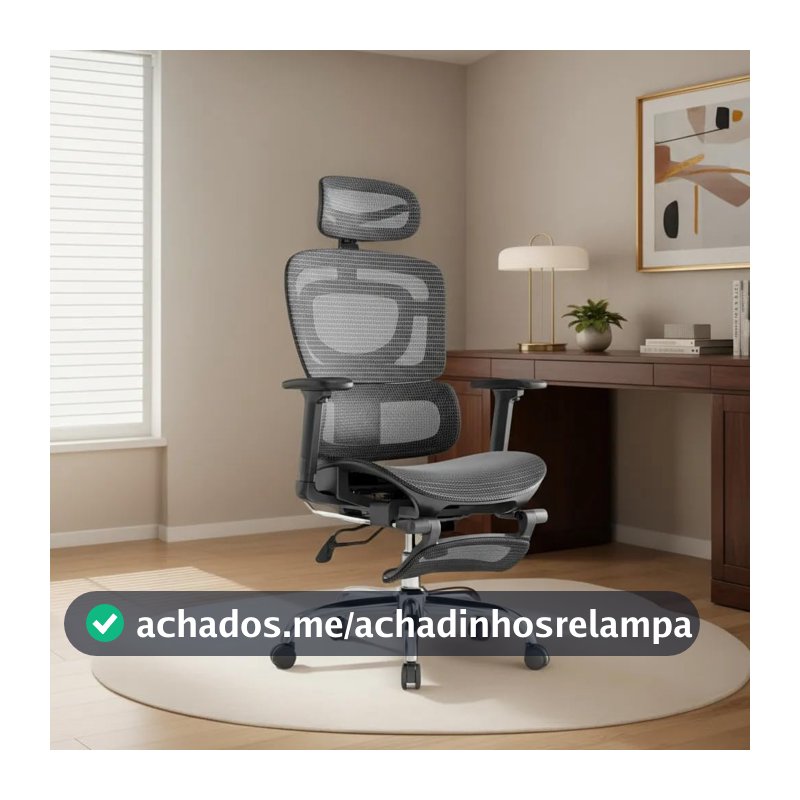 Cadeira De Escritório Ergonômica Mônaco Bt07 Luvinco Malha Respirável Com Suporte Lombar Adaptável Apoio Para Pés Retrátil Encosto Ajustável Seis Posições Cor Preto Suporta 200kg