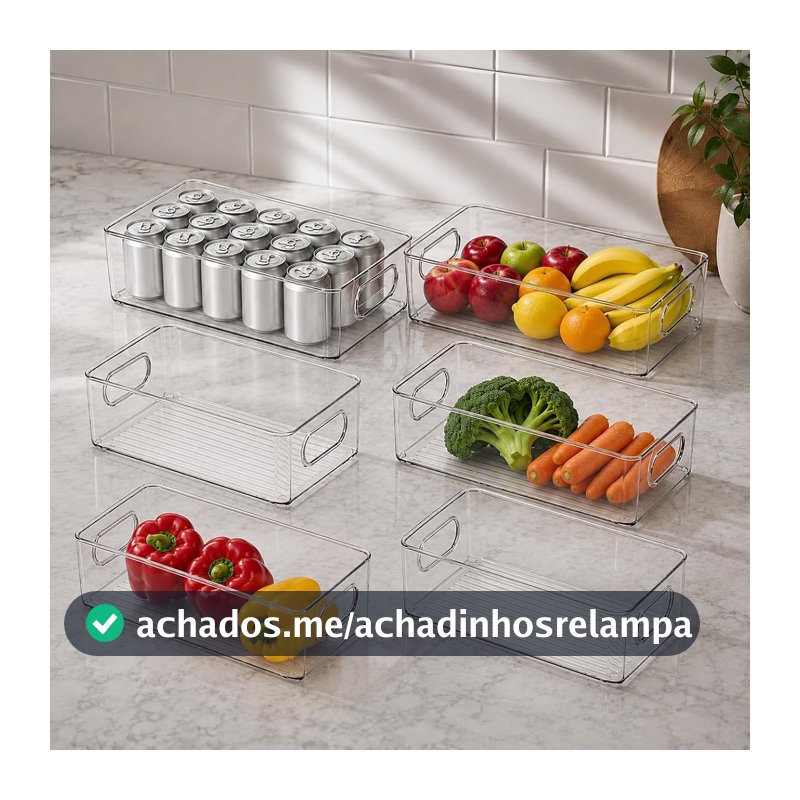 Kit 6 Organizadores Multiuso para Geladeira e Armário