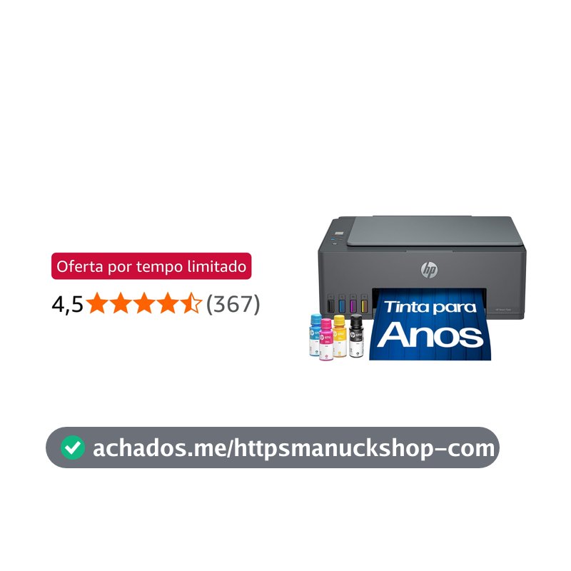 Impressora Multifuncional HP Smart Tank 589 Tanque de Tinta Colorida Wi-Fi, USB - Alta Economia -Copiadora e Scanner (5D1A8A)