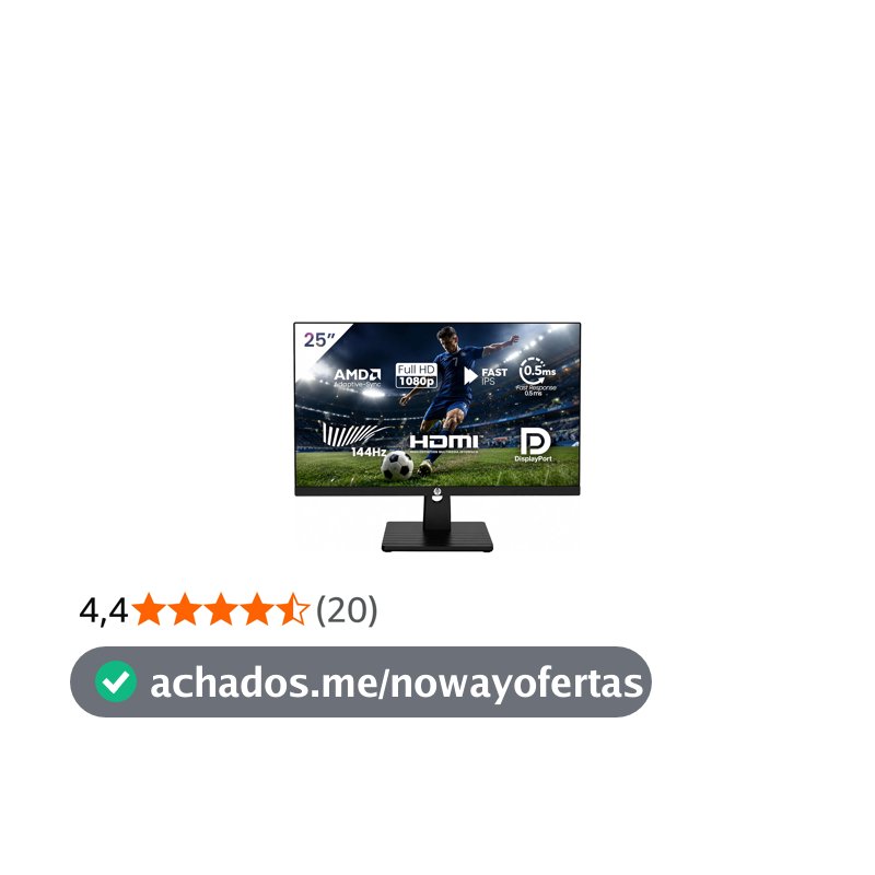 Monitor Gamer 25'' 144hz 0.5ms 1920x1080 HDR10 Resolução FHD HDMI/DP Painel IPS VESA Alta Taxa de Atualização