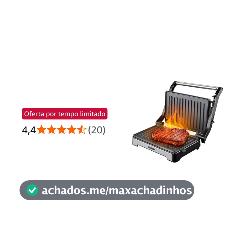Sanduicheira e Mini Grill HQ 180º 1000W Antiaderente Inox HQ-SG002 220V