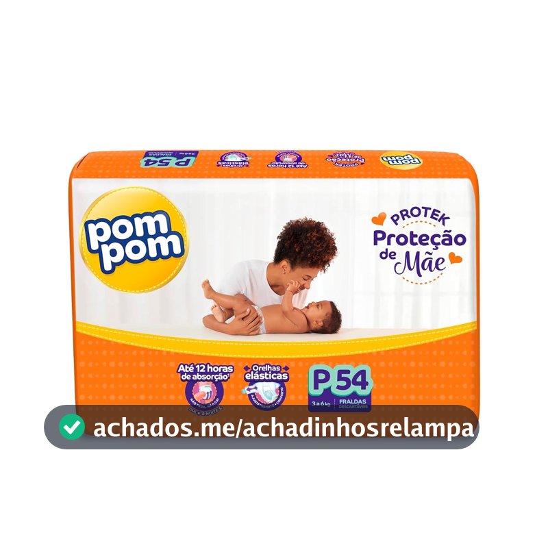 Fralda Pom Pom Protek Proteção de Mãe Mega P 54 Unidades