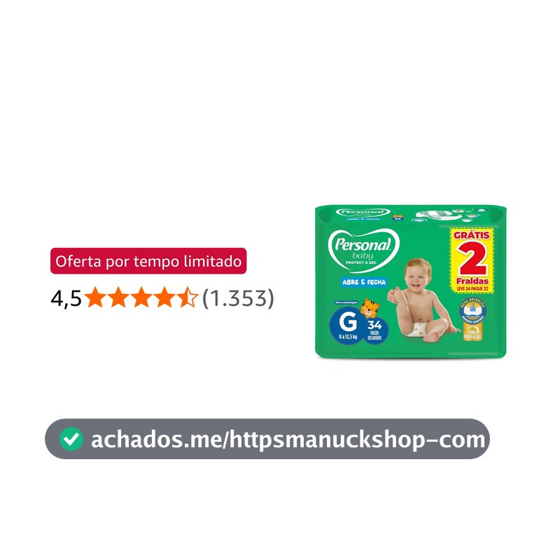 Fralda Infantil Personal Baby Protect e Sec G Mega 9x34pads Leve 34 pague 32 Unidades
