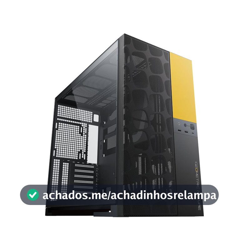 Gabinete Gamer Geometric Future Model 5 Vent Preto e Amarelo Sem Fans GEO-M5V-BY