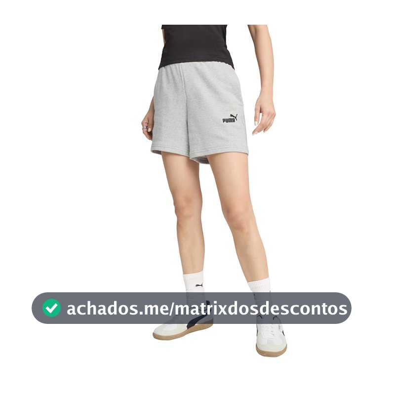 Shorts Puma Cintura Alta Essentials Small No. 1 Logo 5'' Feminino