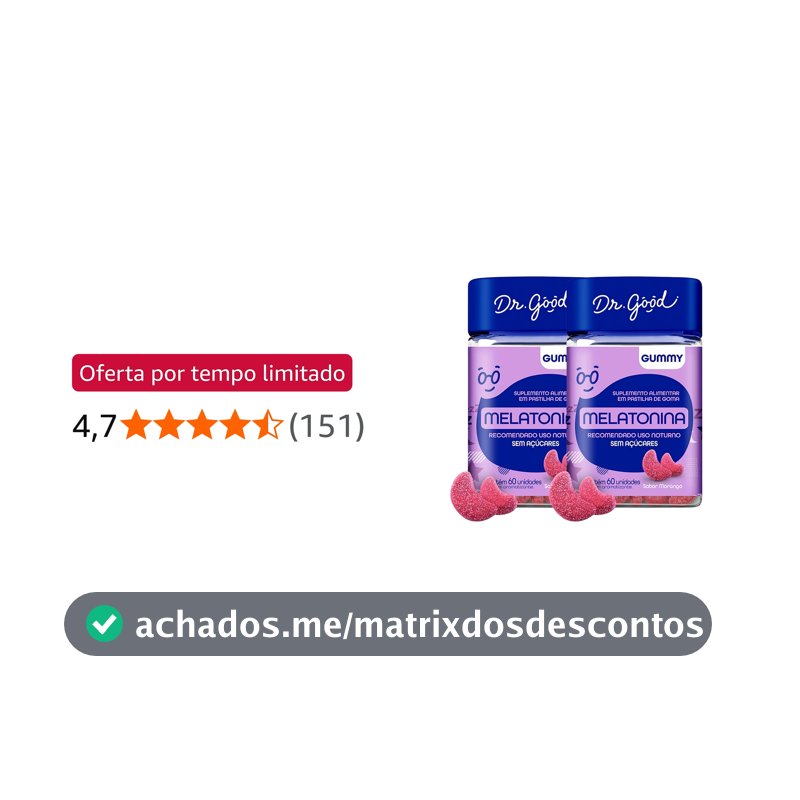 Kit 2x Melatonina Sabor Morango 2x60 Gomas Fini Dr Good
