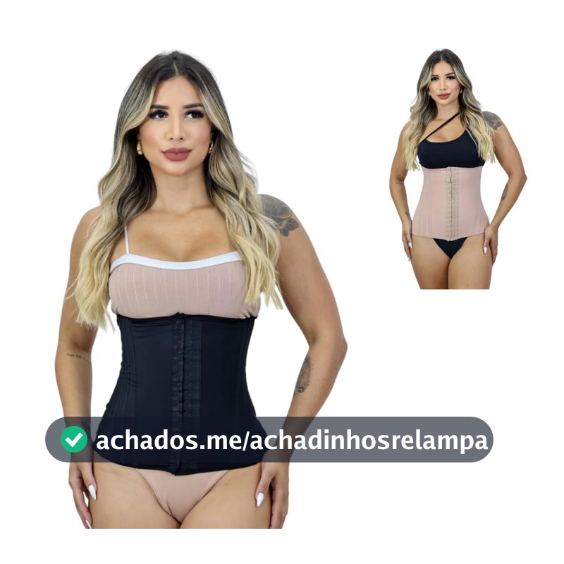 Cinta Modeladora Abdominal Feminina Afina Cintura Alta Compressão 12 Barbatanas