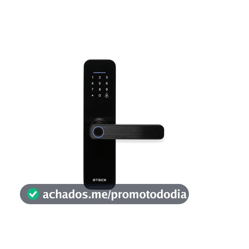 Steck, Fechadura Inteligente Wi-Fi Com Maçaneta e Biometria, Ambiente Conectado, SLOCK3PS1