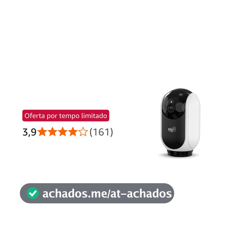 ELG, SHCR600, Câmera Robô 360° Full HD 1080P Inteligente, Conexão WI-FI 2.4GHz, Compatível com Alexa, Áudio Bidirecional, Zoom Digital 6x, Branco