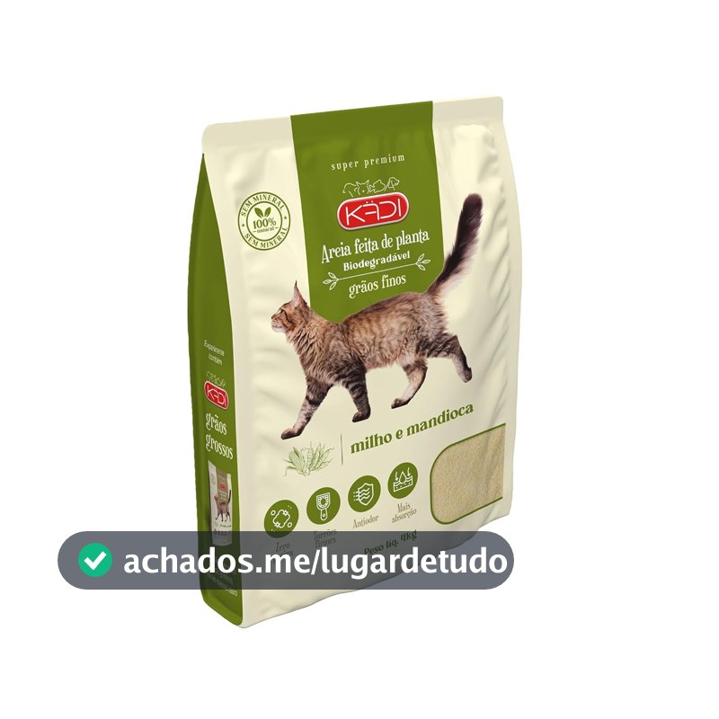 Kädi Areia Biodegradavel, Grãos Finos 4Kg Milho e Mandioca