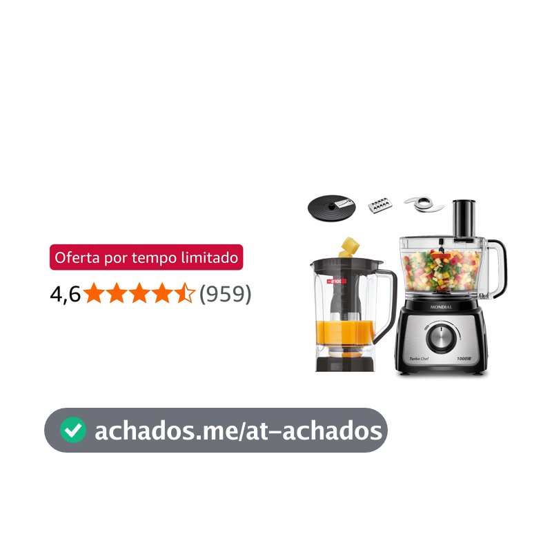 MONDIAL Multiprocessador Turbo Chef 5 em 1, Preto, 1000W, 220V - MPN-01-B