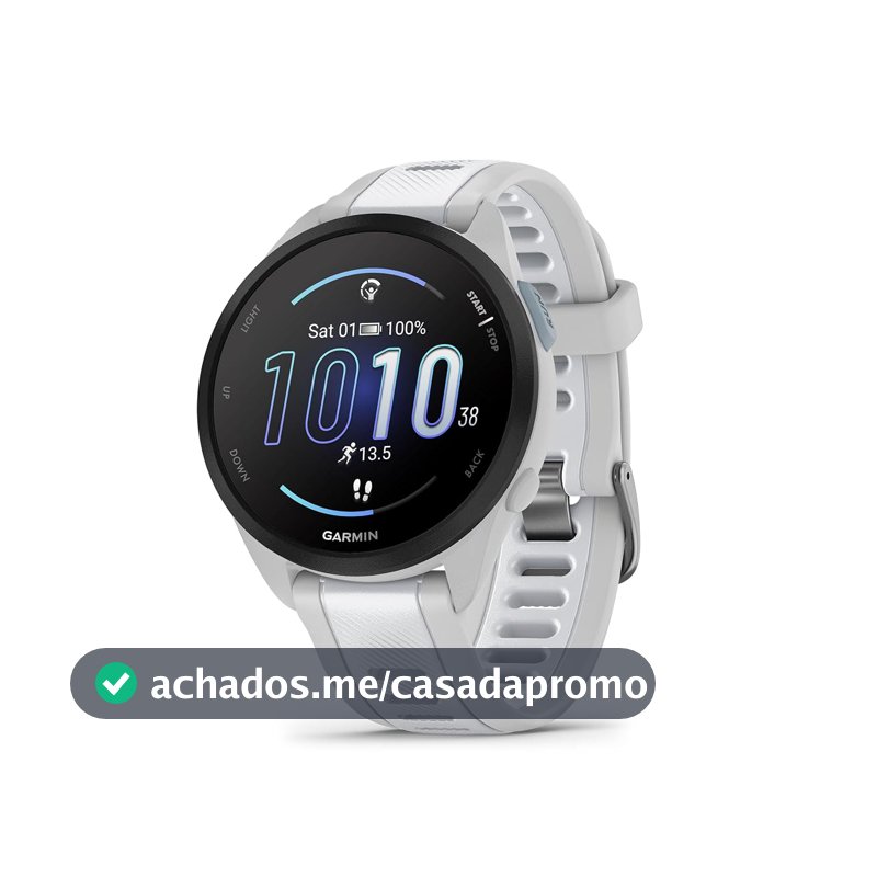 Garmin Relógio Forerunner 165 Branco com Cinza 43mm com Monitor Cardíaco de Pulso e GPS