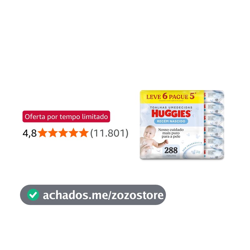 Lenços Umedecidos Huggies Recém-Nascido Sem Fragrância 6x48U