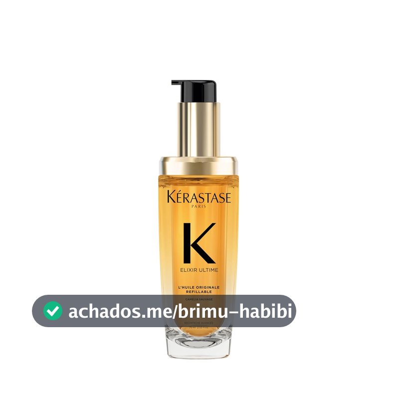 Kérastase Elixir Ultime L'Huile Originale, Óleo Capilar Nutrição Profunda, Brilho Proteção Térmica, Antifrizz e Maciez para Todos os Tipos de Cabelo, 75ml