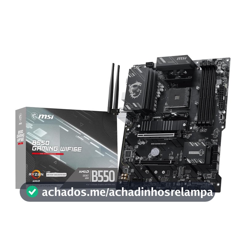 MSI Placa-mãe B550 Gaming WIFI6E, ATX - Suporta AMD Ryzen 5000 Series, 5000 G-Series, 4000 G-Series e 3000 Series, AM4 - DDR4 Memory Boost 4800+MHz/OC, PCIe 4.0 x16, M.2 Gen4, 1G LAN