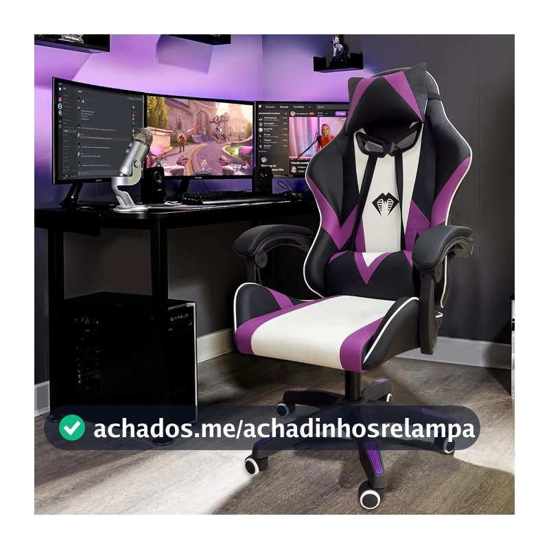 Cadeira Gamer Python Fly, Design Estilo Gamer, Tecido Respirável, Design Ergonômico (Roxo)