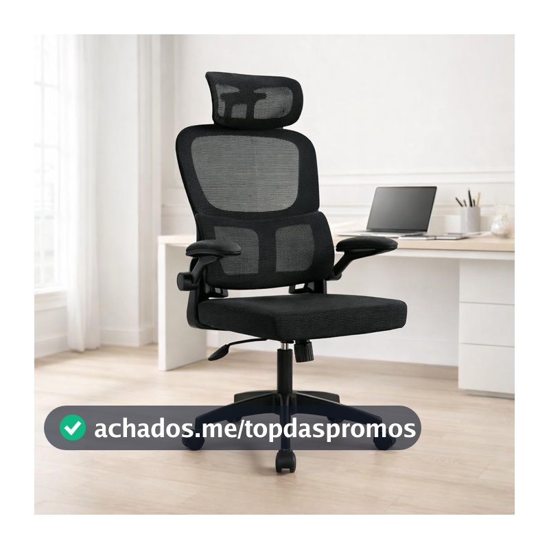 Cadeira Escritório Ergonômica Suporte Lombar Encosto Cabeça Regulável