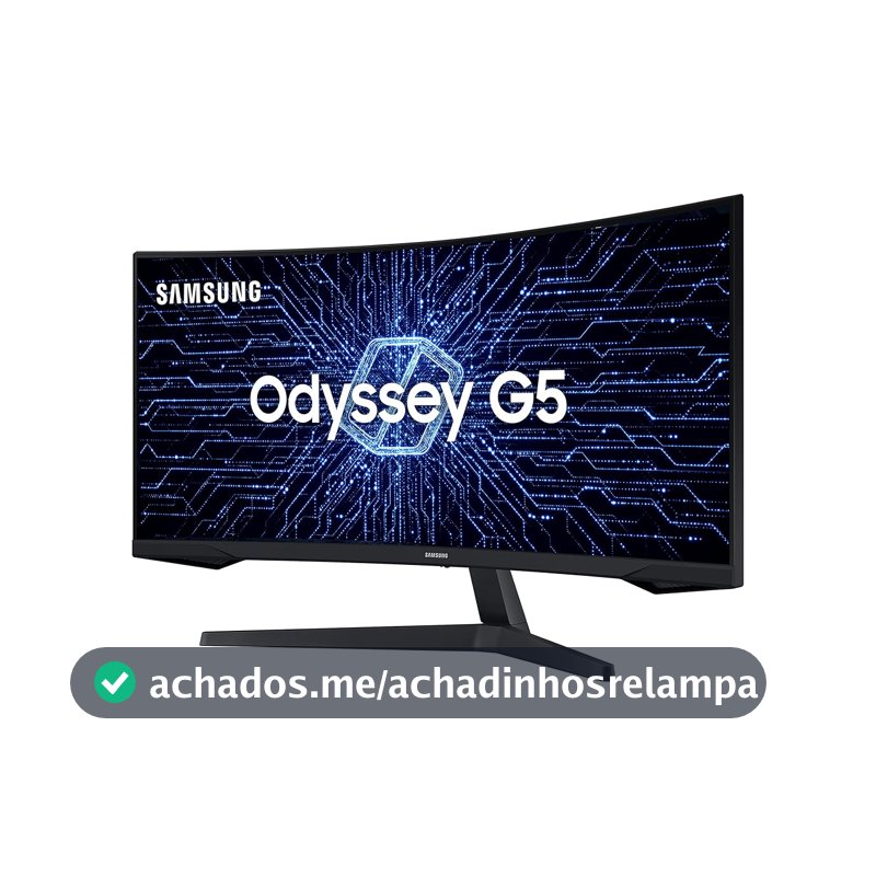 Monitor Gamer Curvo Samsung Odyssey 34’’, Ultra WQHD, 165Hz, 1ms, tela ultrawide, HDMI, Display Port, Freesync Premium, preto, série G5