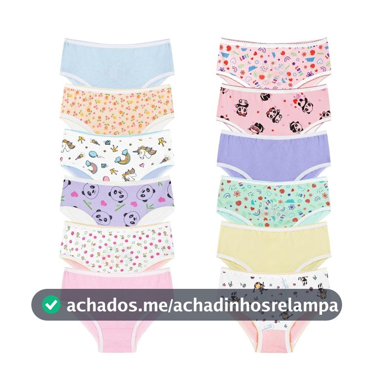 Calcinha Infantil Mista Kit 12 Peças Básico DCP Kids