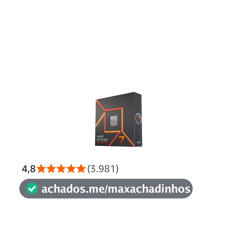 Processador AMD Ryzen 7 7700X Box (AM5/8 Cores/16 Threads/5.4GHz/40MB Cache/Radeon Graphics) Com Vídeo/Sem Cooler