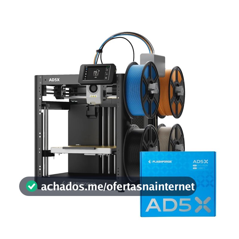 AD5X Impressora 3D Multicolorida CoreXY 600mm/s, 127V e 220V Comutável, Nivelamento Automático 1-Clique, Extrusora Direta 300°C, Volume Construção 220x220x220mm