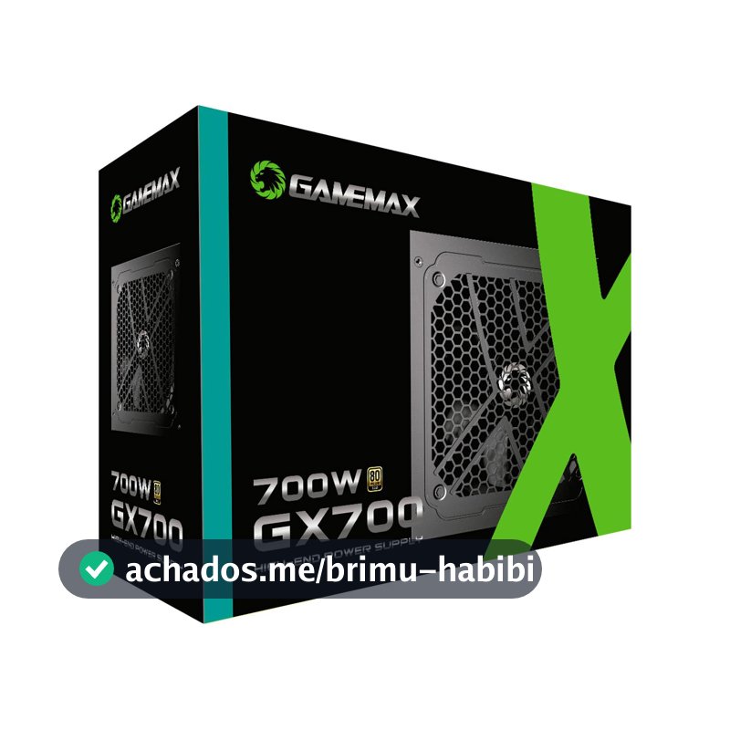Fonte Gamemax GX700, 700W, 80 Plus Gold, PFC Ativo, Preto