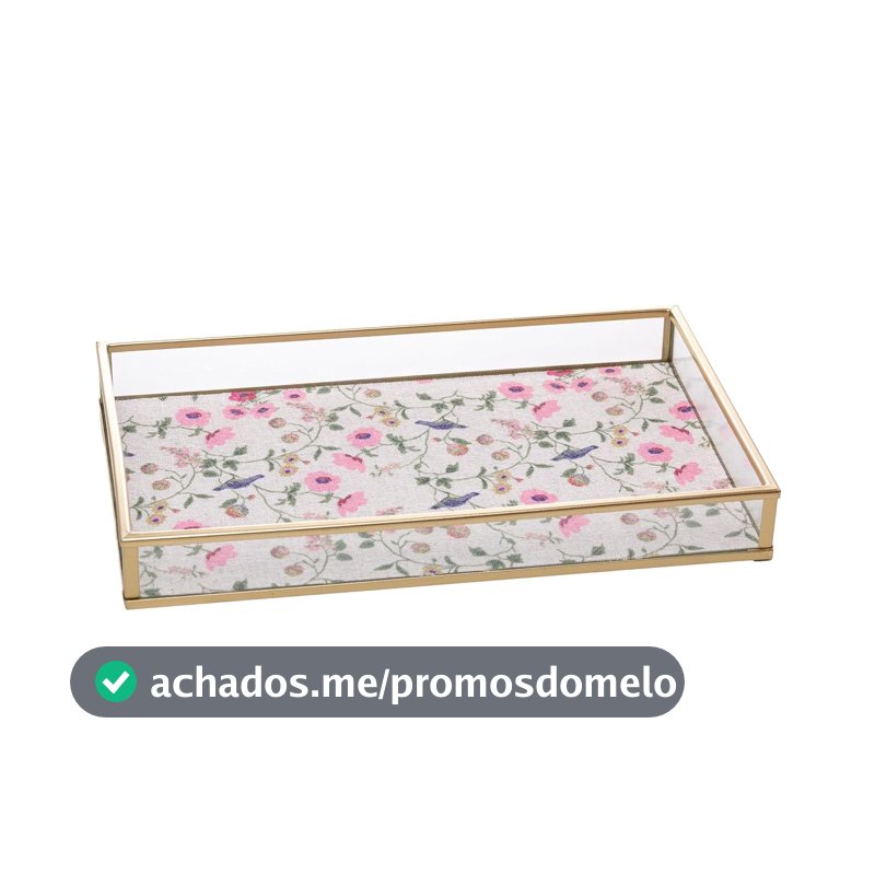 WOLFF - Bandeja Decorativa Blossom Garden 25cm x 15cm x 3cm Dourada Metal