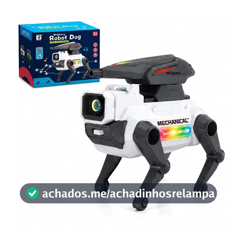 Robô Cachorro Eletrônico Luz e Som Brinquedo Infantil Interativo Branco
