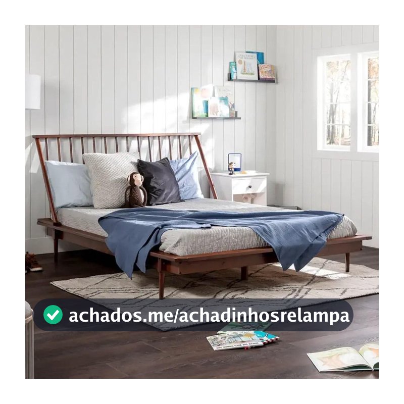 Cama de Casal Lunna 100% madeira Maciça Walnut