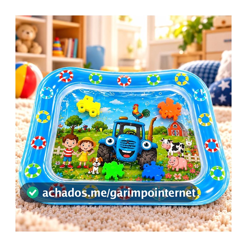 Tapete de Água para Bebê Inflável Sensorial 69x51cm, Tapete de Atividades para Tummy Time, Estímulo Visual e Motor, Brinquedo Educativo Infantil para Desenvolvimento e Diversão