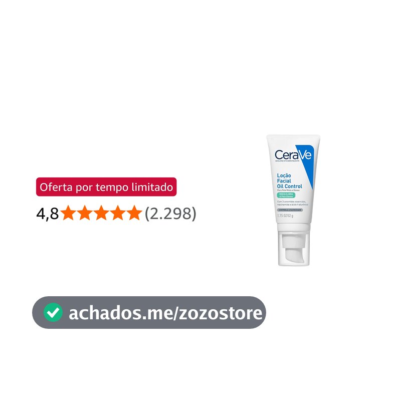 CeraVe Oil Control, Loção Facial Hidratante para Pele Oleosa, 52g