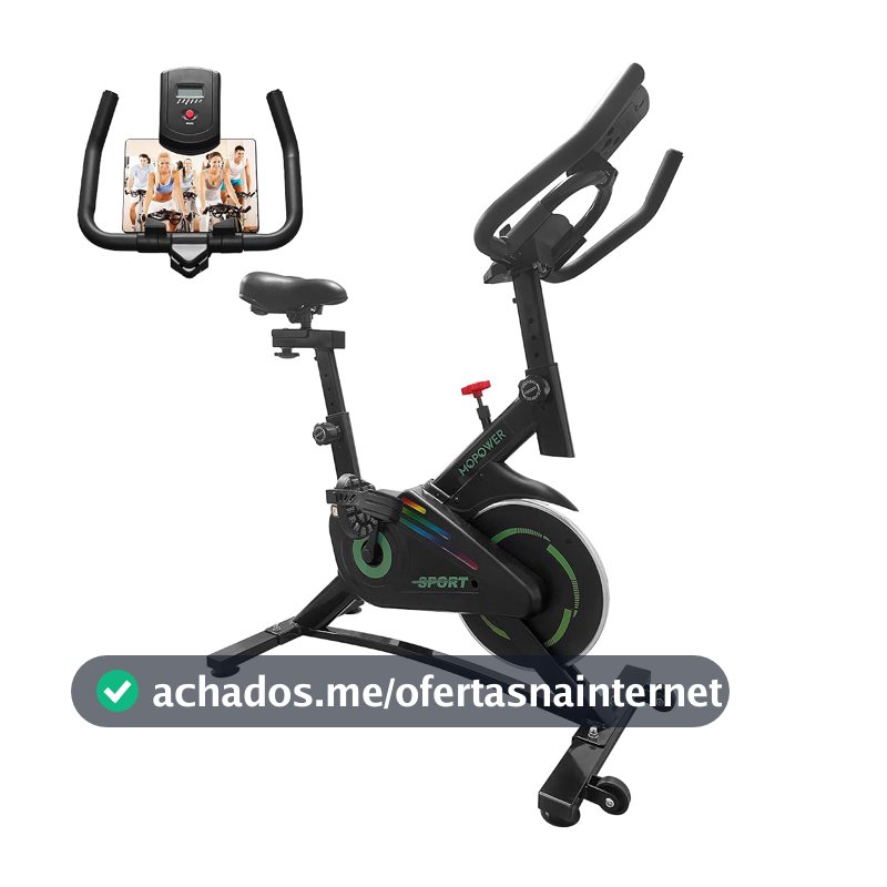 Bicicleta Ergométrica Indoor, Ultra Silenciosa, com Resistência Infinita, Assento e Guidão Ajustáveis, Monitor LCD（Verde)