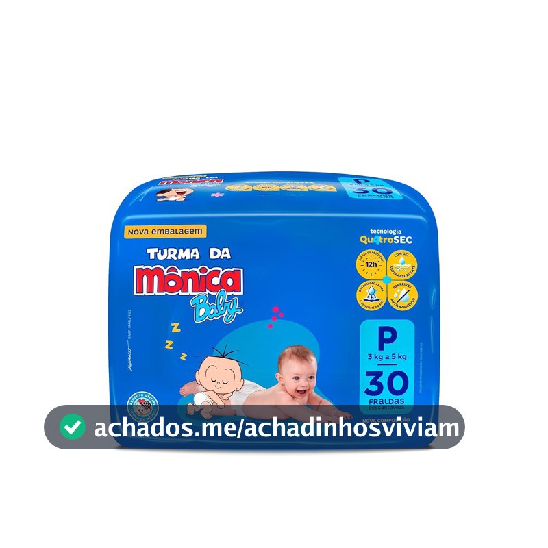 Fralda Turma da Mônica Baby Jumbo P 30 Unidades