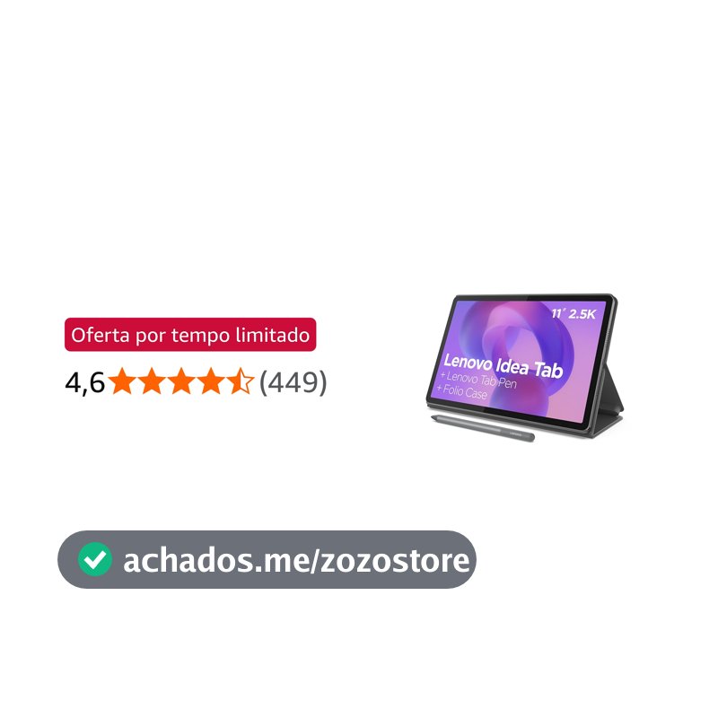 Tablet Lenovo Idea Tab 11" 90Hz - Octa-Core, 4GB RAM, 128GB, Wi-Fi 5, Android 15, Caneta e Capa