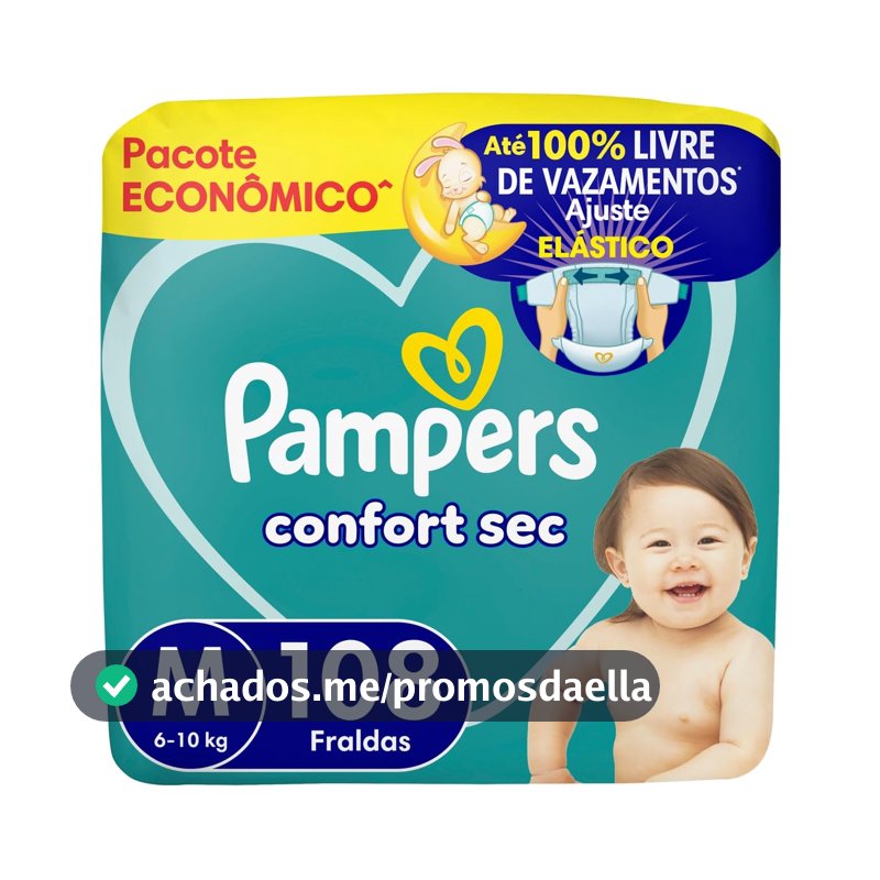Fralda Pampers Confort Sec Tamanho M, 108 Unidades