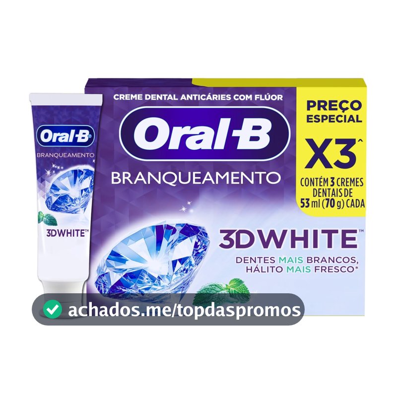 Oral-B Pasta de Dente 3D White Brilliant Fresh, 3 Unidades de 70 g