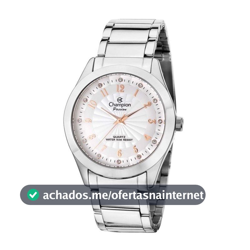 Relógio Feminino Champion Analógico Prata + Kit Colar Brincos CN29409N.