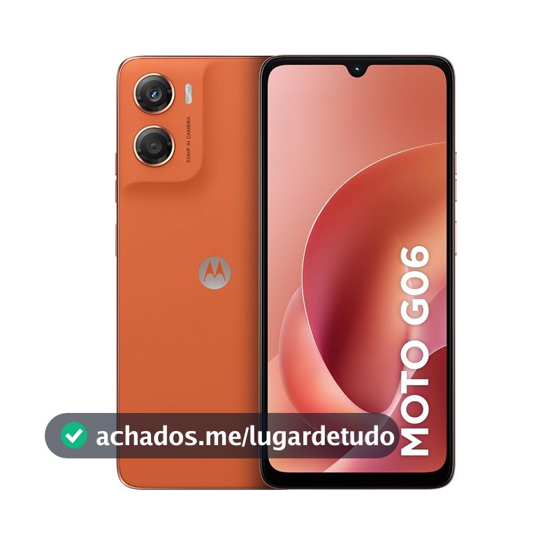 Smartphone Motorola Moto g06-128GB 12GB (4GB RAM + 8GB Ram Boost) e Camera 50MP com AI Bateria de 5200 mAh Tela 6.9" - Laranja
