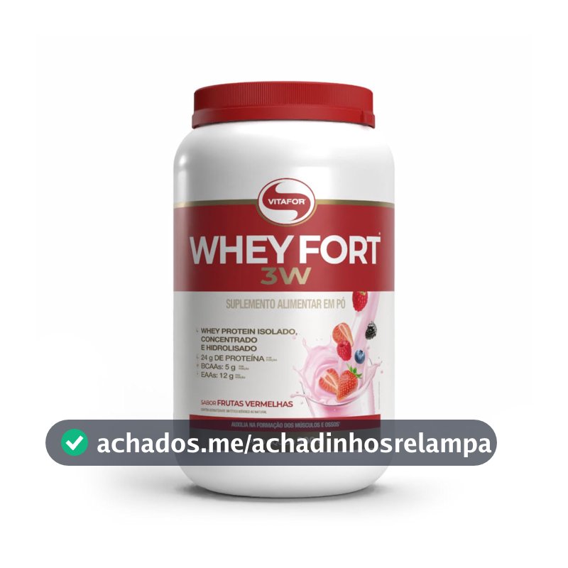 Whey Fort 3W - 900g - Frutas Vermelhas, Vitafor