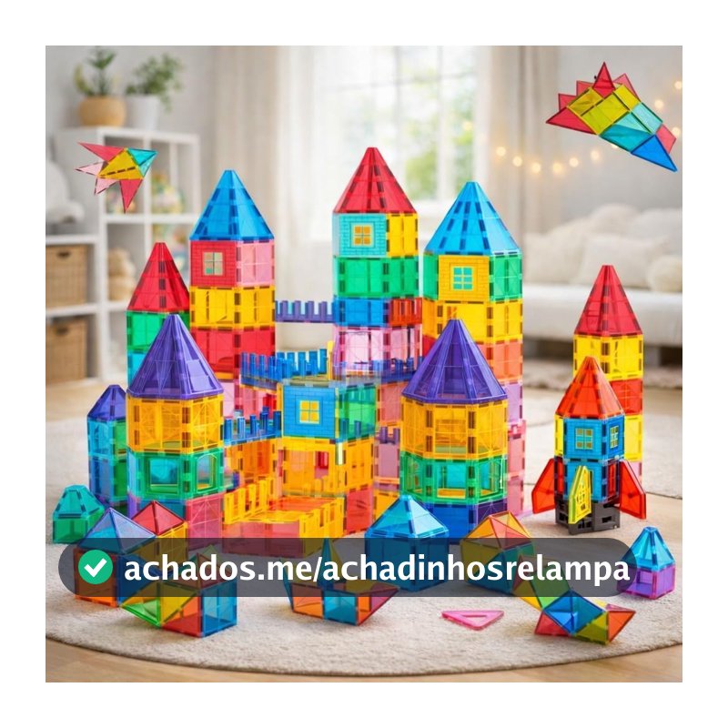 Blocos Magnéticos de Construção 30 Peças Brinquedo Educativo Infantil 3D Encaixe Imantado Criativo Kit Montar Crianças STEM Desenvolvimento Cognitivo Coordenação Presente Meninos Meninas 30pcs
