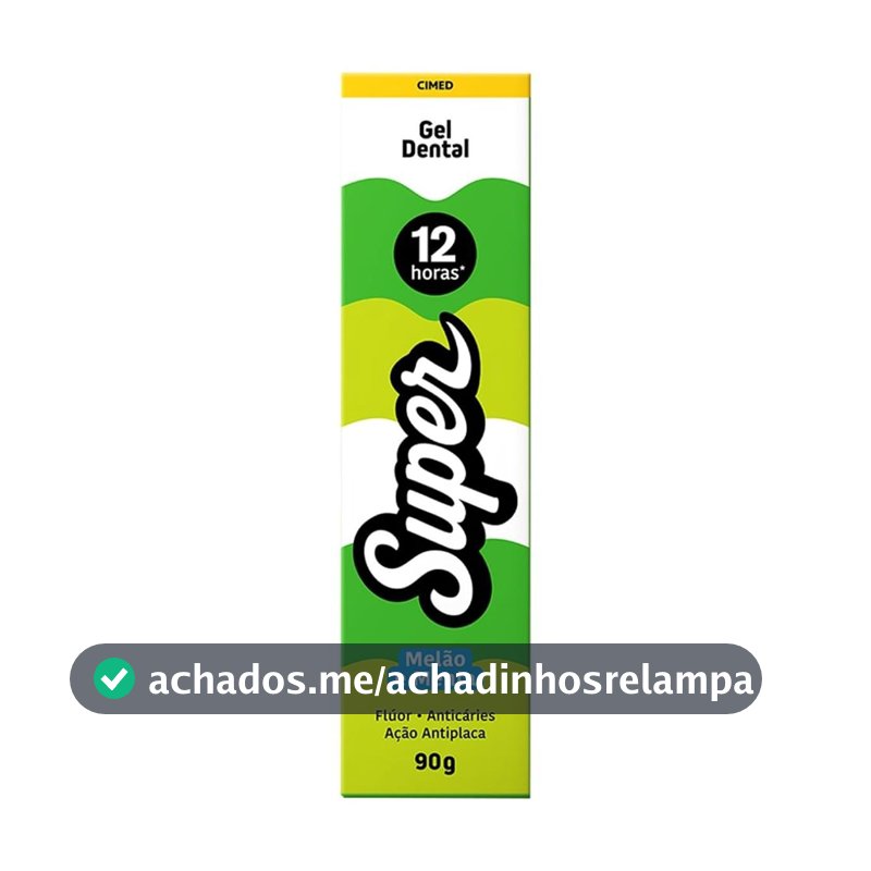 Gel Creme Dental Super Melao e Menta Com Fluor 12h Protecao Anticaries Antiplaca 90g CIMED