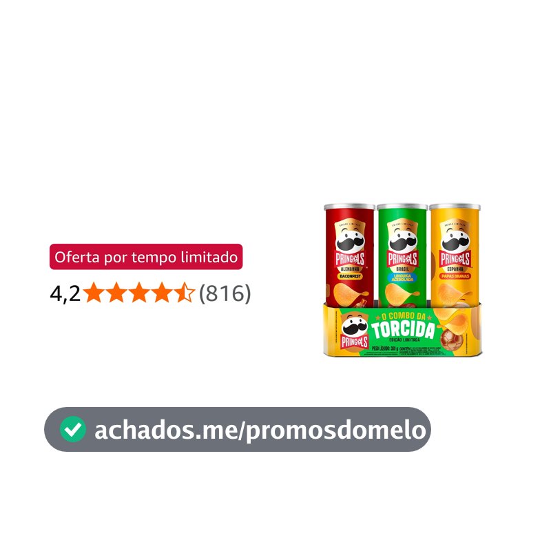 Salgadinho Batata Frita Pringles Tripack Especial Festa do Futebol