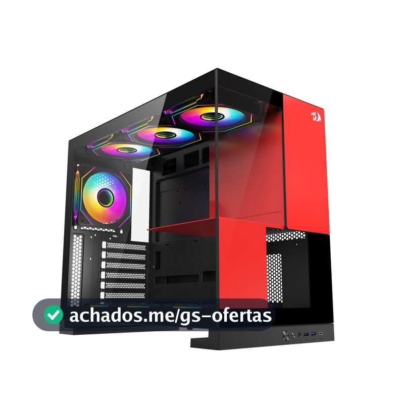 Gabinete Gamer Redragon Eternal Preto e Vermelho Sem Fans CA-612BR