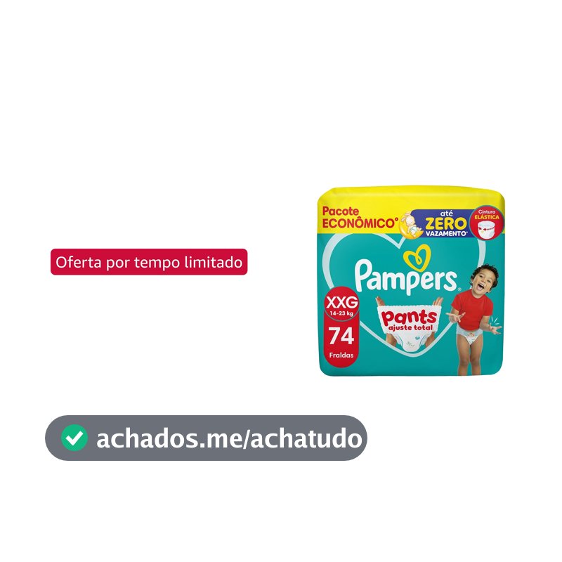 Fralda Pampers Pants Ajuste Total Tamanho XXG (14-18 kg), 74 Unidades