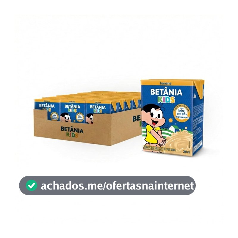 Bebida Láctea de Banana Betânia Kids, 200ml, Pack com 27 Unidades
