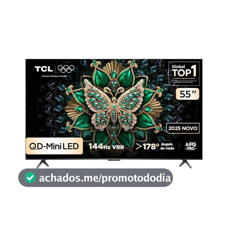 Smart TV TCL 55 Polegadas QD-Mini LED 4K C6K WiFi Bluetooth Google TV 4 HDMI 144Hz HDR10+ 55C6K