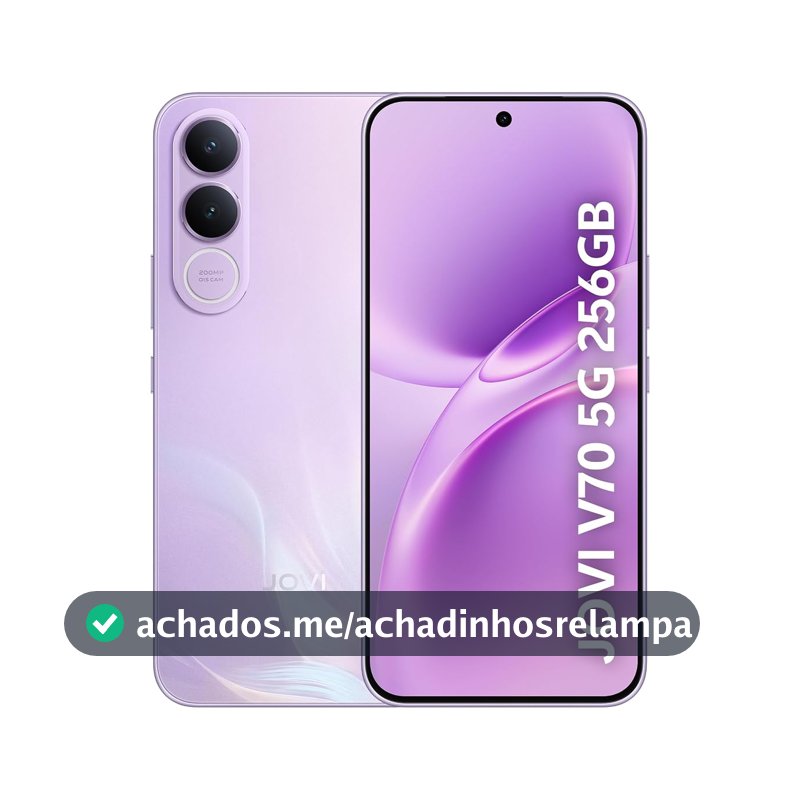 Smartphone JOVI V70 5G Câmera 200MP 256GB de Memória 8GB + 8GB RAM Expansível Bateria de 7000mAh, Processador Octa-Core - Lilás Boreal