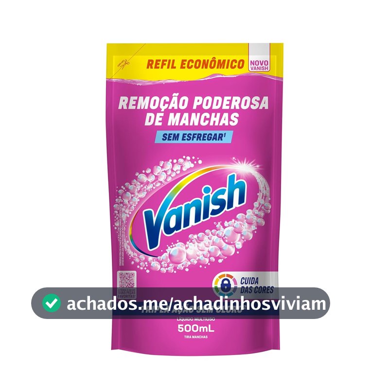 Tira Manchas Líquido Vanish Oxi Action Pink refil 500ml para Roupas Coloridas. Sem Cloro, Remove Manchas sem Danificar o Tecido, Preserva as Cores e Deixa as Roupas com Aparência de Novas