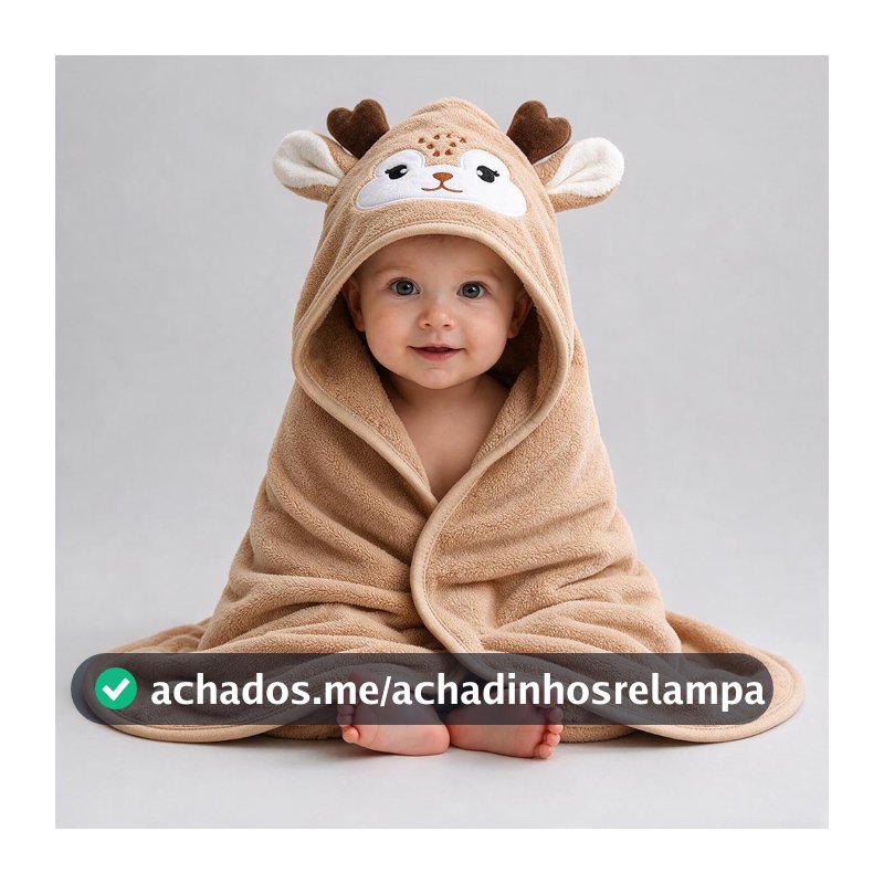 Toalha Banho Bebe Capuz Bichinho Bordado Microfibra 80x80cm Recem Nascido