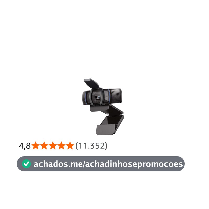 Webcam Full HD Logitech C920s 1080p/30fps com Microfone Embutido e Tampa de Privacidade para Zoom/Teams/Meet ou Até Criação de Conteúdo - Preto